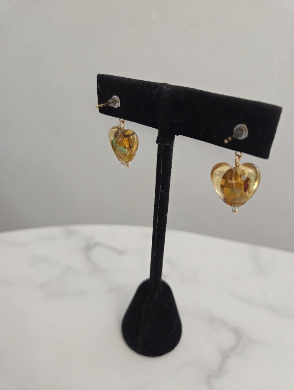 Gold Sunflower Amber Heart Dangle Drop Earrings Stainless Steel Boho Jewelry - Picture 11 of 13